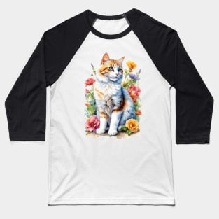 Adorable watercolor kitty Baseball T-Shirt